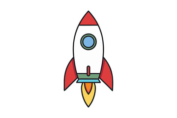 Startup rocket flat icon isolated on white background