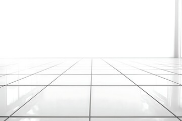 Clean white tile floor with bright background