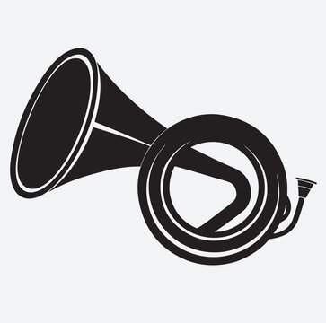 sousaphone silhouette vector art illustration, megaphone icon isolated on white