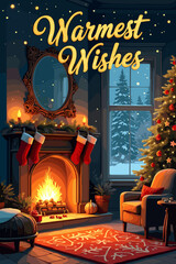 christmas music poster, christmas party poster, christmas poster background, santa poster, happy holidays poster, christmas poster greeting card, christmas, winter, holiday, landscape, illustration, x