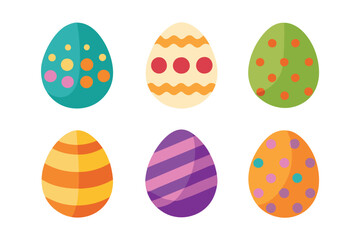 set of easter eggs isolated on white background