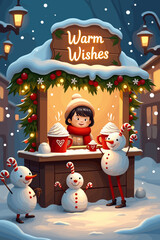 christmas music poster, christmas party poster, christmas poster background, santa poster, happy holidays poster, christmas poster greeting card, christmas, winter, holiday, landscape, illustration, x