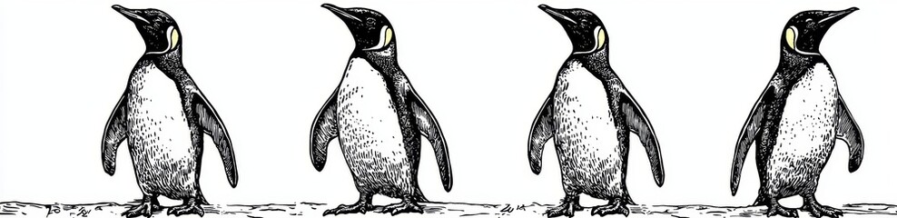 Captivating vintage engraving of a penguin in imperial art style.