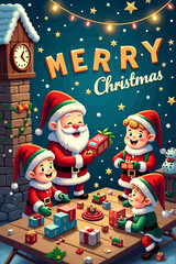 christmas music poster, christmas party poster, christmas poster background, santa poster, happy holidays poster, christmas poster greeting card, christmas, winter, holiday, landscape, illustration, x