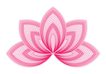 Vector image of lotus filled with guilloche patterns.