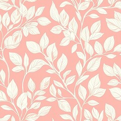 Light pink background adorned with delicate leaf designs.
