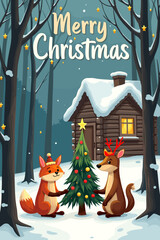 christmas music poster, christmas party poster, christmas poster background, santa poster, happy holidays poster, christmas poster greeting card, christmas, winter, holiday, landscape, illustration, x