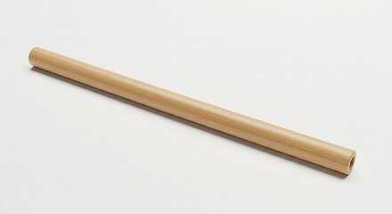 Natural beige bamboo straw lays softly on white background showcasing simple elegance. AI Generated