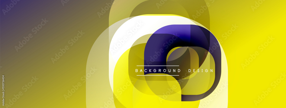 Poster abstract geometric composition. yellow, purple layers create dynamic visual effect. modern design el