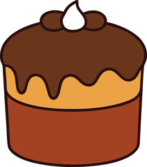 chocolate cake icon clipart vector on transparent background