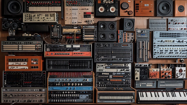 Collection of Vintage and Modern Audio Equipment