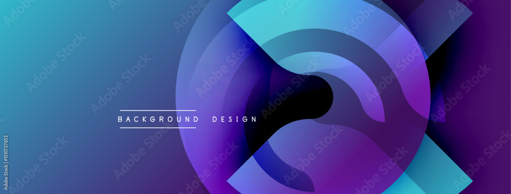 Leinwandbilder Abstract gradient layers create dynamic visual effect. Blue, purple hues blend, forming circular shapes. Modern design element for backgrounds.