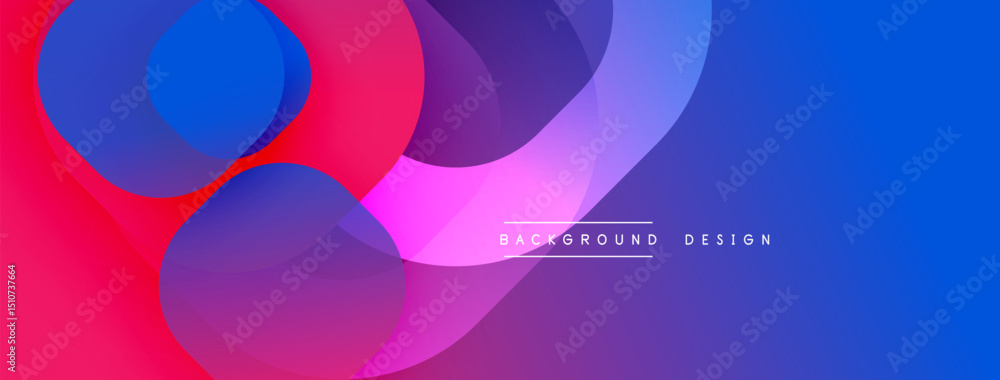 Poster Abstract vibrant background. Overlapping circles create dynamic color gradients, pinks, blues, purples. Modern design element.