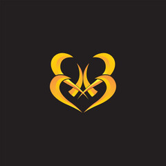 A creative logo featuring the letter B designed to form two interlocking hearts, symbolizing love, unity, and connection. Its elegant curves convey warmth, harmony, and emotional depth with simplicity