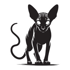 Arcane hairless cat silhouette crafted for mystic illustration sets – hairless cat silhouette – hairless cat vector illustration – silhouette of hairless cat

