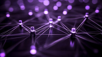 Purple Blockchain Network Connection – Abstract Digital Data Grid
