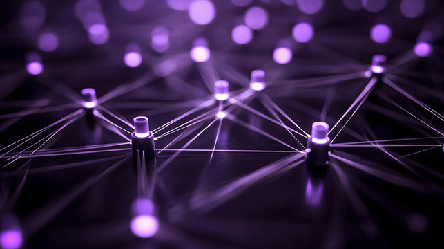Purple Blockchain Network Connection &ndash; Abstract Digital Data Grid