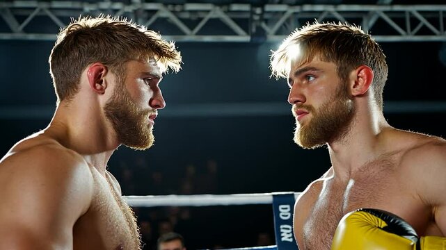 Two confident athletes face off in boxing match sporting event fitness health and competitive sport