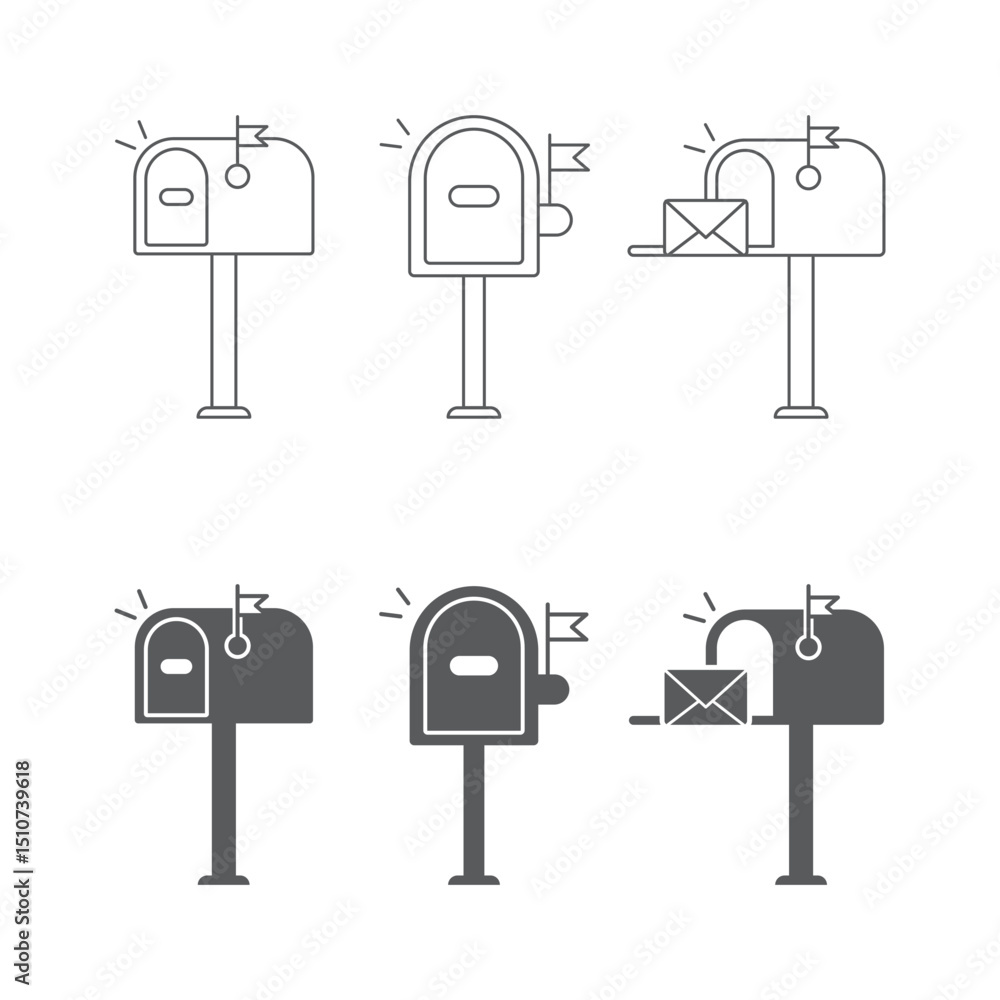 Poster mailbox icon set vector design.