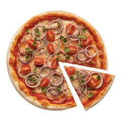 Delicious Vegetarian Pizza with Red Onions Tomatoes and Herbs A Perfect Culinary Treat