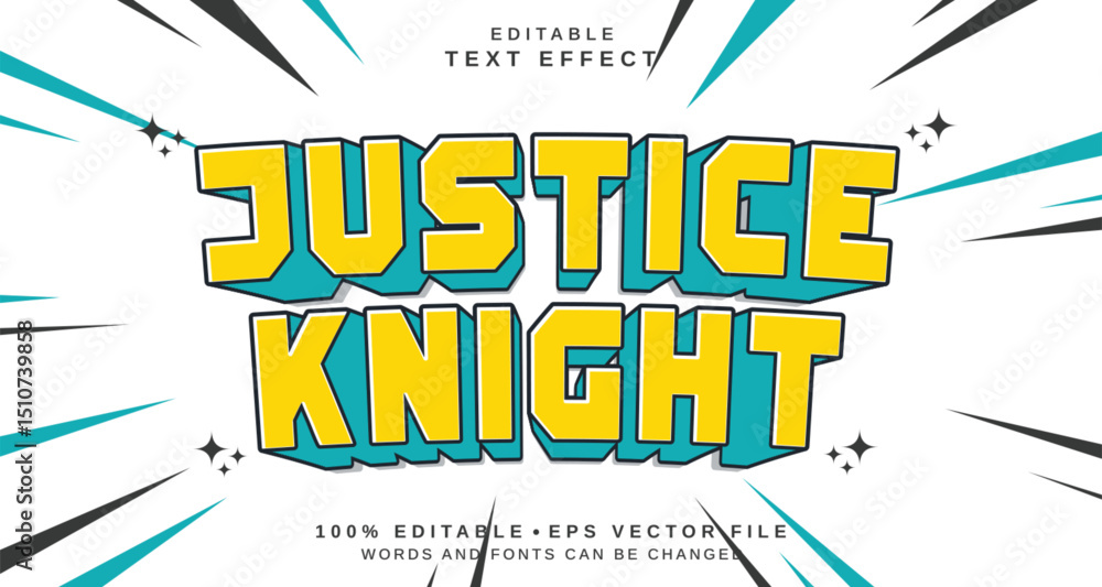 Poster editable text style effect - justice knight text style theme.