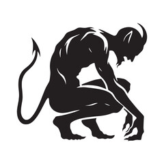 Evil-figure hunched demon silhouette optimized for vector kits – hunched demon silhouette – hunched demon vector illustration – silhouette of hunched demon

