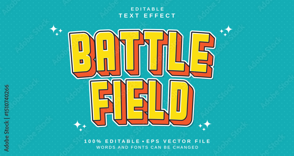 Poster editable text style effect - battle field text style theme.