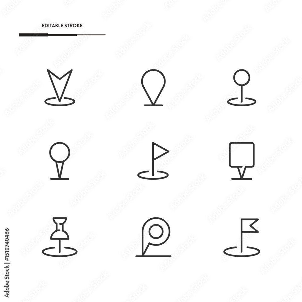 Poster map pin or map pointer icon set vector design.