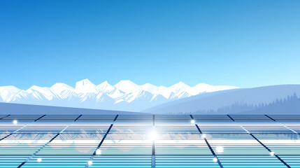 Solar Panel Field Under Clear Blue Sky – Clean Energy and Sustainable Future Concept