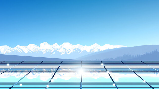Solar Panel Field Under Clear Blue Sky &ndash; Clean Energy and Sustainable Future Concept