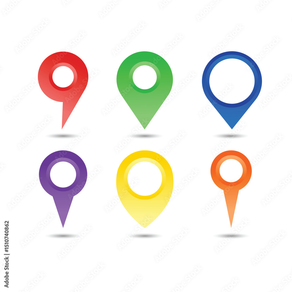 Poster map pin or map pointer icon set vector design.