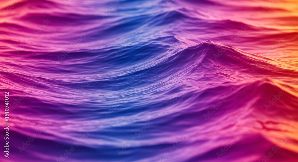 Poster waves in a spectrum of vivid colors, showcasing flowing water, creating a mesmerizing display of abs