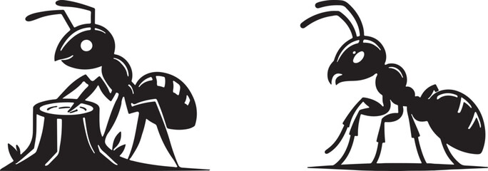 Ant Vector Art – Black and White Insect Illustration for Kids and Education