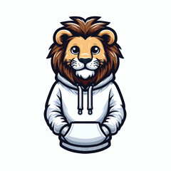 Vector cartoon lion with hoodie