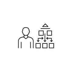 Autism Spectrum Logical Thinking Icon. Minimalist. Person Figure Beside Flowchart, Systematic Organization Concept. For Education, Web, App, Awareness