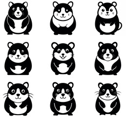Cute Hamster Silhouette Icon Collection