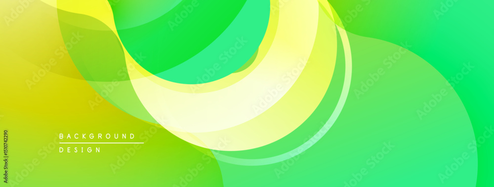 Fototapete abstract background features flowing shapes, vibrant yellow, green hues. modern design, smooth gradi
