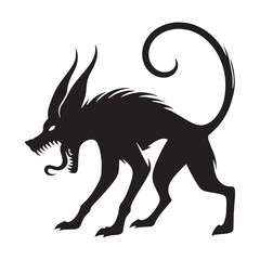 Fototapeta premium Minimalist hellhound silhouette ideal for macabre branding – hellhound silhouette – hellhound vector illustration – silhouette of hellhound