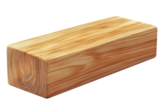 An artisan crafted wooden block symbolizing growth and resilience showing rich grain patterns on transparent background - Powered by Adobe