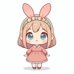 little girl wearing bunny headband