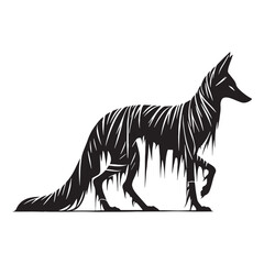 High-contrast mummified fox silhouette perfect for creative digital artwork – mummified fox silhouette – mummified fox vector illustration – silhouette of mummified fox


