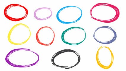 hand-drawn circles in playful colors vector design set. Great for kids projects, fun designs, branding accents, and digital scrapbooking