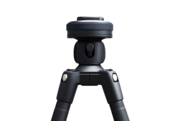 Capture fleeting moments with stability A sleek portable black tripod providing unwavering on transparent background