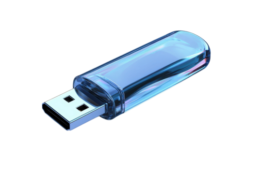 Captivating USB drive a futuristic tool unlocking digital worlds with holographic case design on transparent background