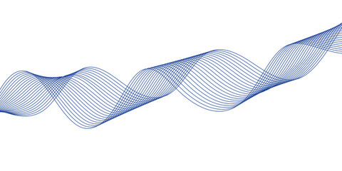 Abstract vector background with blue wavy lines. Blue wave background. Blue lines vector illustration. Curved wave. Abstract wave element.	