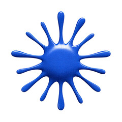 Fototapeta premium Vibrant blue paint splatter with glossy texture and radial symmetry, resembling abstract starburst. image conveys creativity and dynamic energy