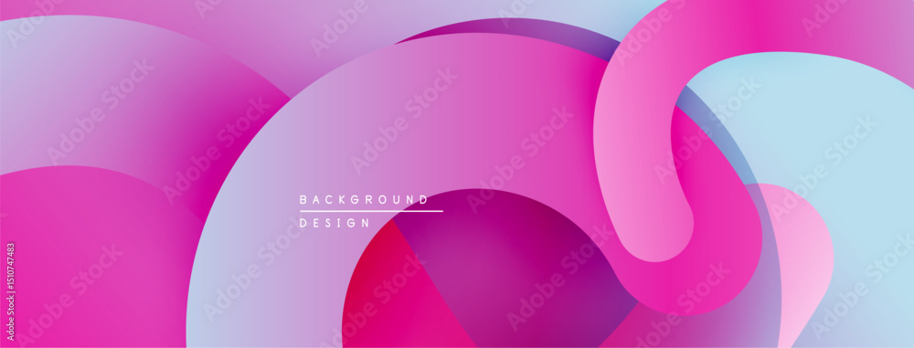 Poster Abstract fluid shapes, vibrant pinks, blues create modern background. Smooth gradients, overlapping forms suggest movement, depth.