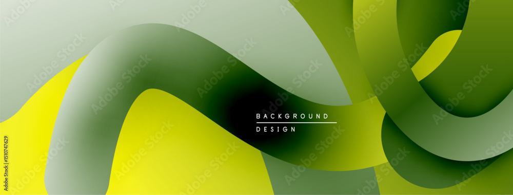 Aufkleber abstract fluid shapes, gradients, yellow, green hues. modern design element for backgrounds, present