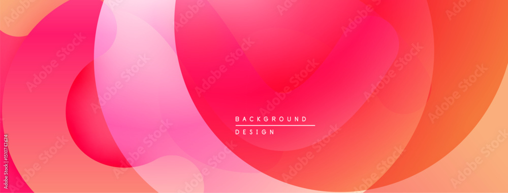Poster abstract background features overlapping shapes, gradients. pink, red hues dominate design, creating