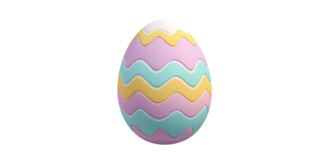 Colorful Easter Egg With Pastel Zigzag Patterns. Festive Decoration For Spring Celebrations Isolated On Transparent Background